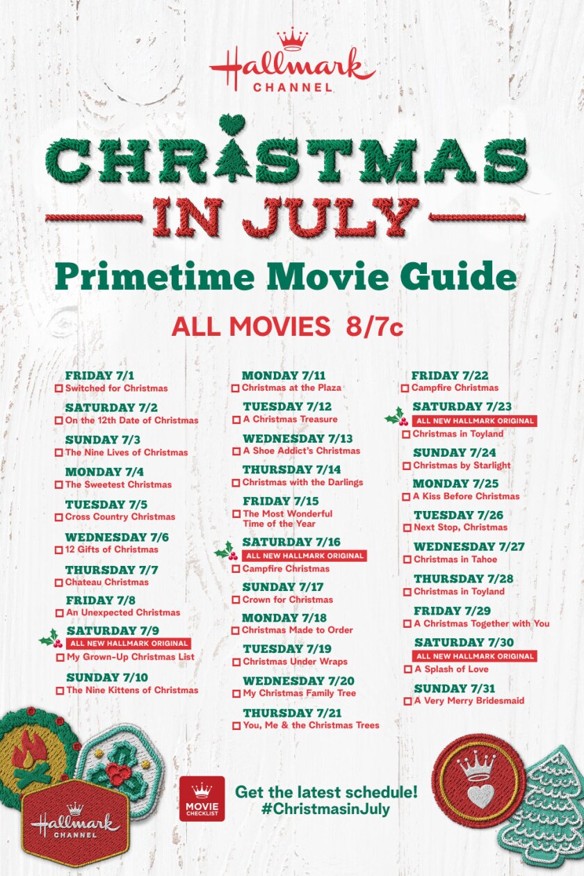 Hallmark Channel Christmas in July 2022 Schedule